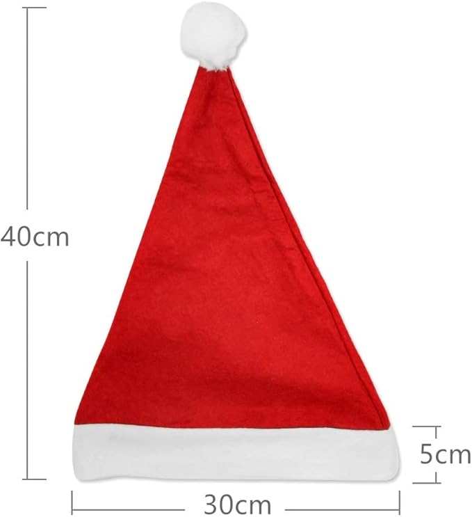 DONGQI 24 Pcs Bonnet de Père Noël Unisexe Rouge - Chapeaux de Noël en Peluche pour Vacances, Festival, Fête - Nail Gallerys