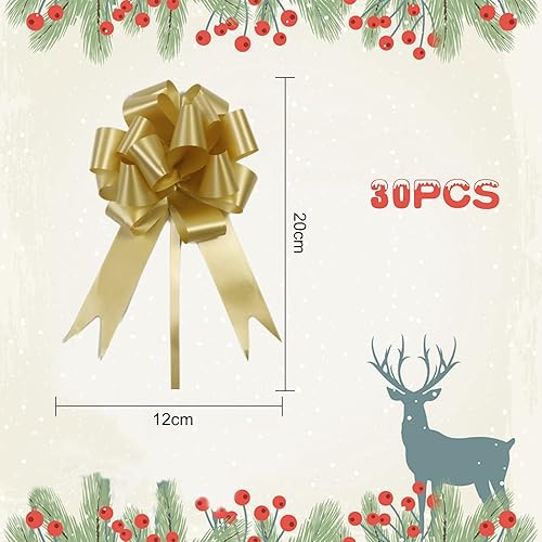 Noeud Cadeau 30PCS Nœuds Automatiques Grands Doré Nœuds en Ruban Large Emballage Décoreration pour Cadeaux de Noël, Bouquets de Fleurs, Fête, Mariage, Anniversaire, Décoration de la Saint Valentin - Nail Gallerys
