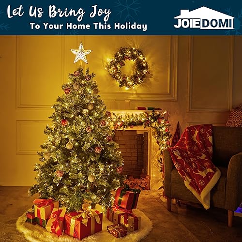 JOIEDOMI Lot de 10 étoiles de sapin de Noël lumineuses en PVC à paillettes - 26,7 cm - Lumière blanche chaude dorée - Alimentée par piles - Pour décoration de sapin de Noël, maison, vacances, fête de - Nail Gallerys