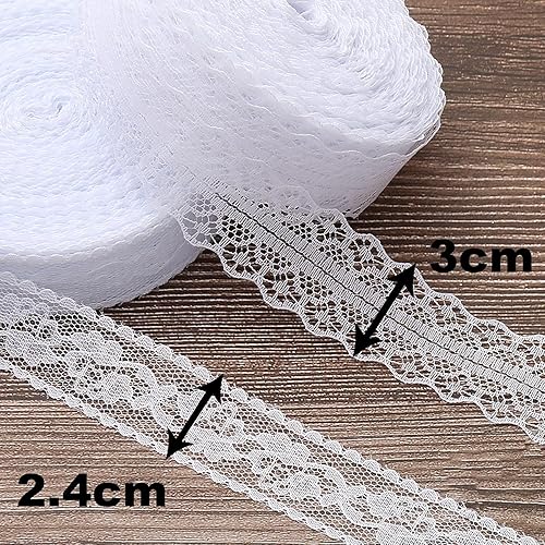HERZWILD Ruban en dentelle décorative vintage - Dentelle au crochet - Ruban décoratif en dentelle pour couture, artisanat, mariage, décoration (White/a) - Nail Gallerys