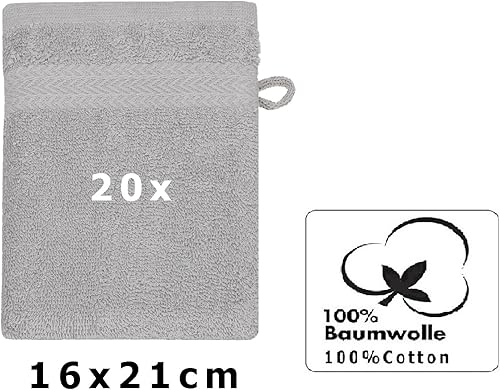 Betz Lot de 20 Gants de Toilette Premium Taille 16x21 cm 100% Coton Couleur Blanc - Nail Gallerys