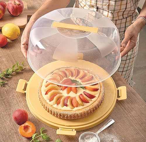 Snips Porte-gâteau crème Delice | porte gâteau avec couvercle | porte gâteau | porte gâteaux | couleur crème | 4 fermetures de sécurité | diamètre 28 | fabriqué en Italie | sans BPA - Nail Gallerys