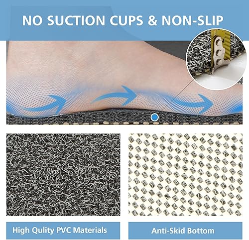 7VSTOHS Tapis de Douche en Loofah, Tapis de Bain Antidérapant, Tapis de Bain Lavable Avec Drain, Tapis de Bain Anti-moisissure Pour Douche Intérieure, Tapis de Bain Lavable Machine PVC, Séchage Rapide - Nail Gallerys