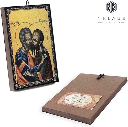NKlaus Icône des saints apôtres Pierre et Paul 9,7 x 13,5 x 1,2 cm icône chrétienne orthodoxe de Grèce 60015 - Nail Gallerys