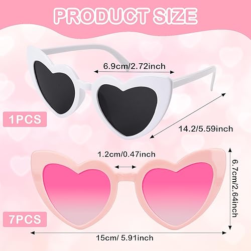 Annhao 8 Paires Lunettes de Soleil en Forme de Cœur, Lunettes EVJF, Lunette Coeur, Lunettes de Soleil Coeur, Accessoires EVJF pour Enterrement de Vie de Jeune Fille, Fêtes de Mariage, Voyage, Carnaval - Nail Gallerys