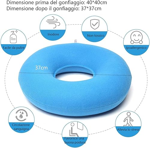 KOMUNJ Coussin rond orthopédique gonflable pour coccyx en forme de beignet avec pompe, coussin hémorroïdes pour hémorroïdes, nerf sciatique, escarres, douleur au coccyx pendant la grossesse - Nail Gallerys