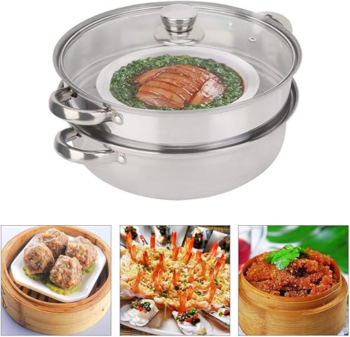 Marmite à vapeur, 27 cm / 11 po 2 couches en acier inoxydable Vaisselle Cuiseur vapeur Cuisinière Double chaudière Soupe Cuiseur vapeur pour les ménages et les restaurants - Nail Gallerys