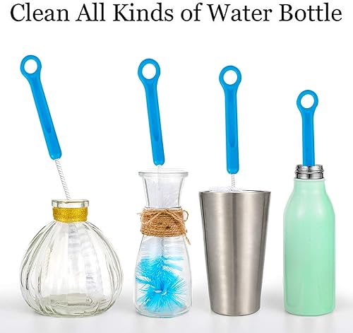 Lot de 7 brosses de Nettoyage de Bouteilles polyvalentes, nettoyant de Brosse Durable pour Verres à biberons Flacon Tube Tuyau Machine à café en Paille Théière Bec de vin Carafes,Rose - Nail Gallerys
