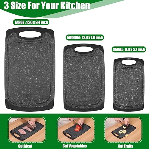 Planche à découper Professionnelle,Set de 3 Planches a Decoupe,Planche à Découper de Cuisine sans BPA, avec Rainure de Jus,pour Viande,Légumes,Fruits,Grande Cutting Board,Antidérapante - Nail Gallerys