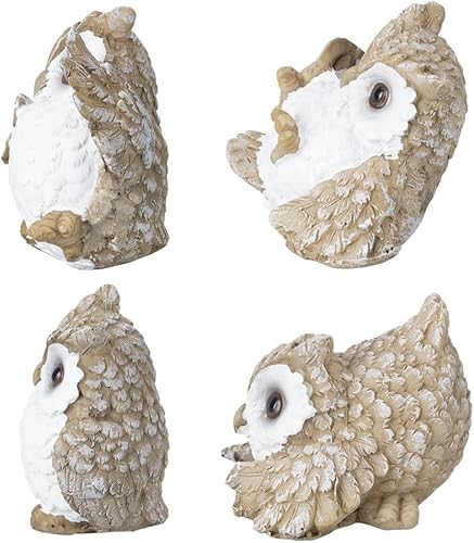 Ideen mit Herz Lot de 4 figurines décoratives | Hiboux | Différentes tailles | Décoration pour salon, chambre à coucher ou bureau - Nail Gallerys
