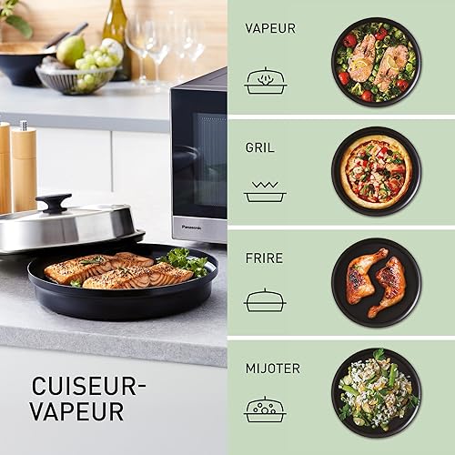 Panasonic NN-GD39QSEPG 29L Four à micro-ondes gril en acier inoxydable avec plat à vapeur, 1000W, Décongélation Automatique, Molette et Accessoires - Nail Gallerys