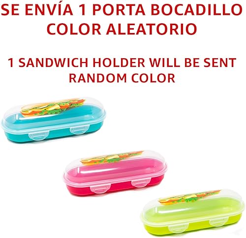 QILZO® Porte-sandwich, porte-repas, boîte à sandwichs pour aliments réutilisables sans BPA, 9.5x23x6.75cm Fabriqué en Espagne. Envoi de 1 unité, couleur aléatoire. - Nail Gallerys