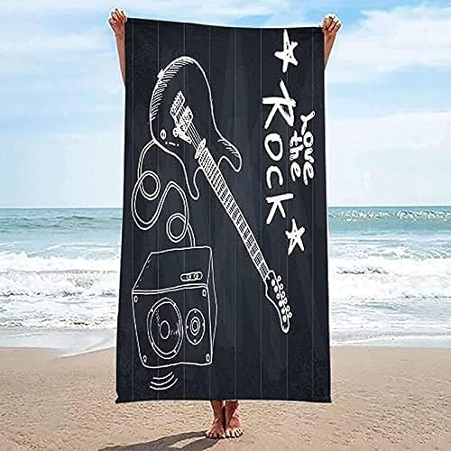 SUBURU Serviette de Plage Guitare Rock, Séchage Rapide Microfibre Serviette de Bain, Guitare Rock Serviettes de Plage 100 x 200 cm, Voyages, Camping, Vacances, Femme Homme Enfant Drap de Plage - Nail Gallerys
