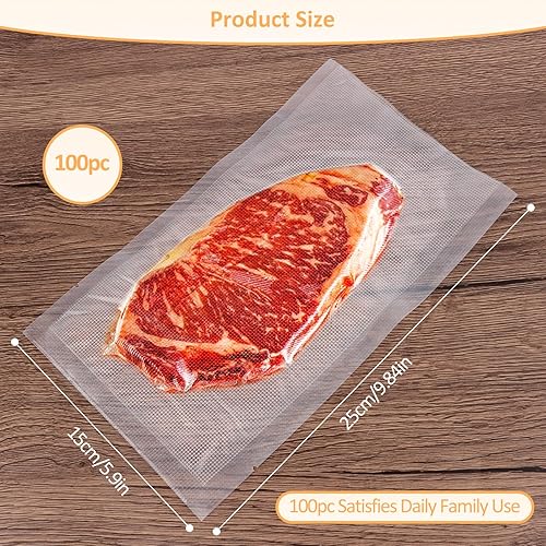 NVIYAM Sacs Sous Vide Alimentaire 100pc 25x15CM Sacs de Mise Sous Vide Réutilisables Sans BPA Sachet Film Congelation Mise Poche Vide Film Sous Vide Alimentaire pour Tout Type d'appareil Mise Sou Vide - Nail Gallerys