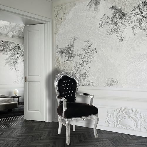 Fauteuil Baroque - Style Louis XIV° - Chaise en Acajou Argent et Velours Noir - Nail Gallerys