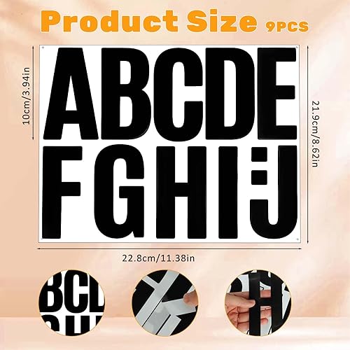 ZEYIYER 102 Autocollants De 9 Feuilles De Lettres De L'Alphabet - 10,2 Cm - Grandes Lettres à Coller - En Vinyle - Pour BoîTe Aux Lettres, Panneaux D'Affichage (Noir) - Nail Gallerys