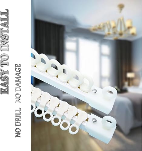 Rail De Rideau Sans Perçage, Rail De Rideau Plafond Auto-adhésif – Tringle À Rideau Au Plafond Ou Au Mur – Séparateur De Pièce Blanc Pour Balcon, Porche, Studio, Camping-car, Placard(Color:Ceiling,Siz - Nail Gallerys