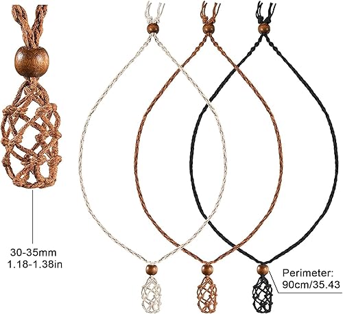 TAIZER 6 Pièces Cordons Collier Porte Pierre Vide Réglable Porte Cage Collier Cristal Filet Porte Vide Cordon Collier Quartz Pendentif Corde Cristal Pierre Brute en Filet Poisson Bijoux de Bricolage - Nail Gallerys