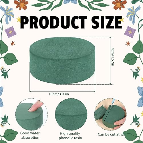 Lot de 6 blocs ronds en mousse florale - 10 x 10 x 4 cm - Pour fleurs fraîches et artificielles - Idéal pour décoration de chambre, mariages, fêtes, présentations florales et designs - Nail Gallerys