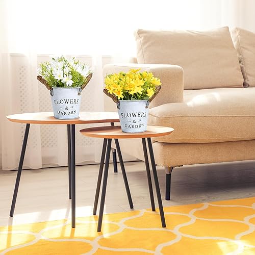 GoMaihe Fleurs Artificiels Interieur 3 pcs, Fleurs Artificielles avec Pot en Métal Artificielle Plante Decoration pour Mariage Extérieur Bureau Table Jardin Nouveau Cadeau de Maison, Marguerite - Nail Gallerys