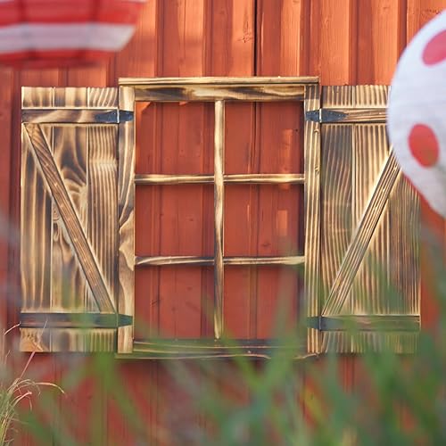 UNUS Fenêtre décorative avec volets - En bois flammé - Cadre de fenêtre décoratif - Nail Gallerys