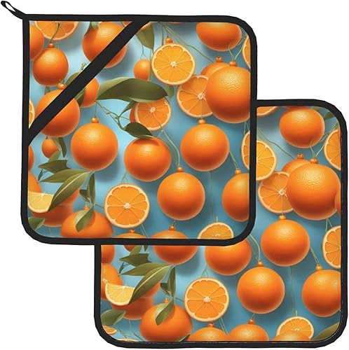 Many Delicious Lot de maniques orange résistantes à la chaleur pour four et barbecue – Accessoires de cuisine avec design carré - Nail Gallerys