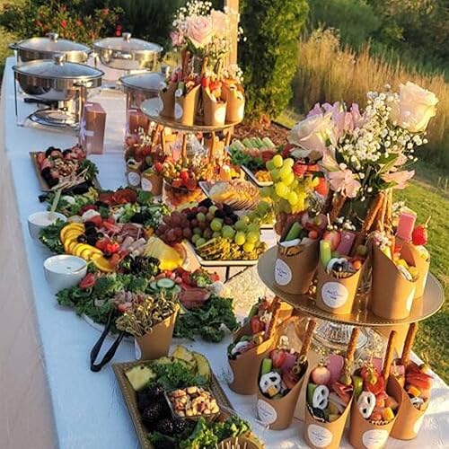 50 pièces 14 oz fournitures de fête jetables frites frites tasse collation fête gobelets en papier kraft pour les buffets de nourriture de fête (brun) - Nail Gallerys