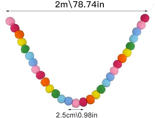 Hocadrv 2PCS Guirlande Boule en Feutre de Laine Felt Ball String 2,5cm Pompons en Feutre Guirlande Pompon Laine Utilisés pour Le Bricolage et la Décoration de Fêtes de Fin D'année - Nail Gallerys