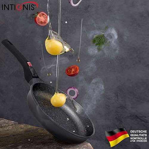 INTIGNIS Poêle à frire antiadhésive avec poignée amovible | Résistante aux rayures et durable | Compatible avec l'induction avec base en acier inoxydable (30cm Frying Pan) - Nail Gallerys