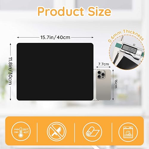 Luxeu Tapis en Silicone pour Résine Époxy, 3 Pièces 40 * 30cm, Antidérapant et Antiadhésif, Tapis Silicone Reutilisable pour Gamelle Chien, Gamelle Chat (Gris Foncé) - Nail Gallerys