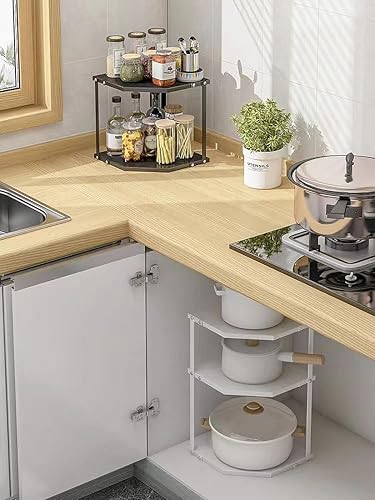 Plan de travail de cuisine - Étagère d'angle - Étagère à épices - En plus du four - Accessoires de cuisine - Pot et couvercle de casserole - Étagère de rangement multifonctionnelle - Triangle en fer - Nail Gallerys