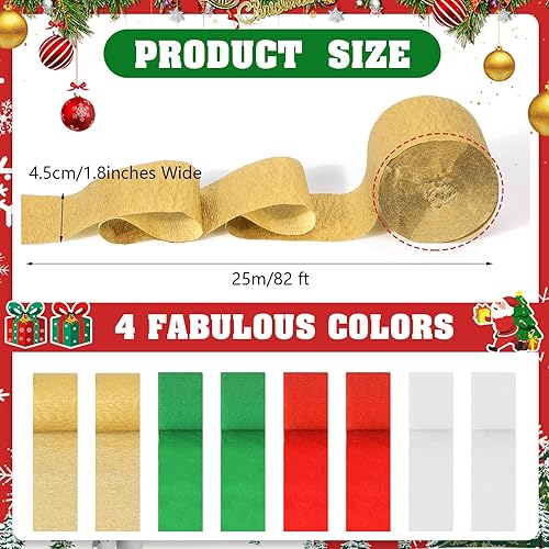 OOTSR Crêpé Papier 8 Rouleaux Papier Crépon Coloré Banderoles Crêpé Papier Streamers pour Noël Maison Murs Portes Fête Décoration (4.5cm x25m) - Nail Gallerys