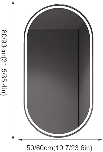 Miroir De Salle De Bain Ovale, Miroir de Salle de Bain avec éclairage, Luminosité Dimmable et 3 Couleurs, Interrupteur Tactile,Fonction Antibuée, Convient pour Salon, Chambre, entrée(Color B,40x80) - Nail Gallerys