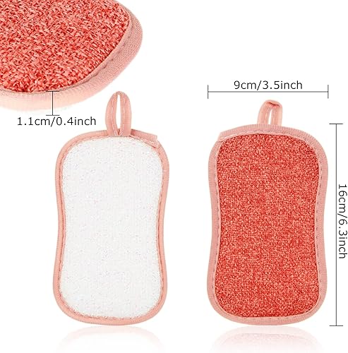 STARVAST Lot de 16 Éponges Microfibres Lavables et Réutilisables, Eponges Lavables Réutilisables Double Face pour Nettoyer la Vaisselle, Poêlons, Evier - 4 Couleurs - Eponges Grattante et Douce - Nail Gallerys