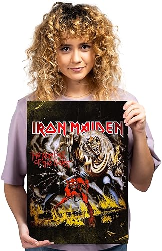 Displate Officiel Ironmaiden Métallique Fixation Magnétique Licence Officielle Image Affiche de Haute Qualité The number of the beast 32x45cm - Nail Gallerys