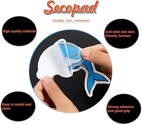 Secopad Lot de 20 autocollants antidérapants pour baignoire et douche avec grattoir de qualité supérieure Motif dauphin - Nail Gallerys