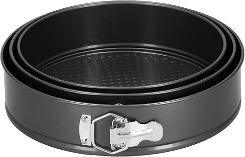 SPRINGOS Lot de 3 moules à charnière ronds pour la cuisson - Diamètre : 23 cm, 25 cm, 27 cm - Nail Gallerys
