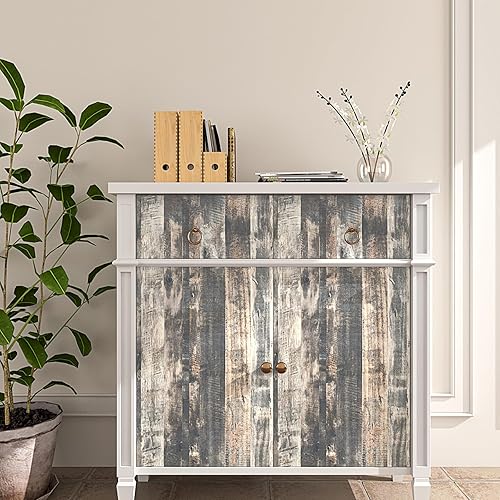 FunStick Vinyle Adhesif Bois Gris Papier Adhesif pour Meuble Cuisine Plan de Travail Lavable Papier Peint Adhesif Mural Tasseau de Bois Gris Papier Peint Chambre Rouleau Adhesif Decoratif Bois 30CMx5M - Nail Gallerys