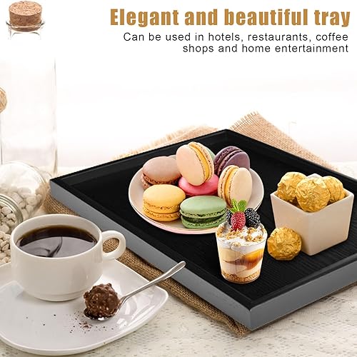 Plateau Noir, Antidérapant Plateau Noir Rectangulaire, Naturel Plateau Rectangulaire, Plateau Service pour Thé, Nourriture, Boissons, Ustensiles de Cuisine, Restaurants et Bars(30 * 20 * 2cm) - Nail Gallerys