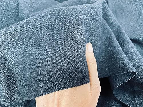 Tissu 100 % lin uni lavé à la pierre - 100 % lin - Pour décoration d'intérieur, literie, vêtements, rideaux - 140 cm de large - Vendu au mètre - Moutarde - Nail Gallerys