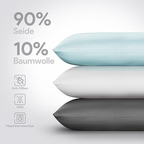 Larlary Taie d Oreiller en Soie 50x75, 90% Soie, 10% Coton, Taie d' Oreiller Soie Douce et Moelleuse, Soins de la Peau et des Cheveux, Taie d' Oreiller en Soie (1, Gris) - Nail Gallerys