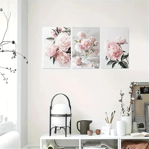 ABCWARRT Art moderne peinture à l'huile plantes élégantes bouquet photo blanc rose fleurs affiche chambre salon canapé décoration murale (40 * 60cm Sans Cadre,4) - Nail Gallerys