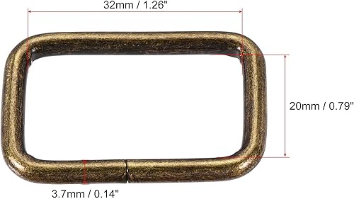 sourcing map Lot de 30 boucles rectangulaires en métal pour sacs, ceintures, 32 x 20 mm - Nail Gallerys