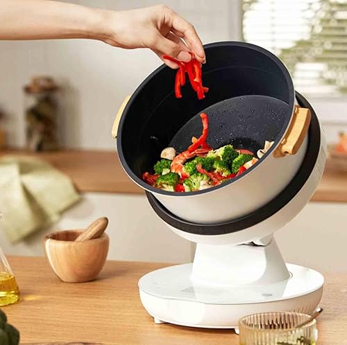 SioNS Intelligent Automatic Cooking Machine, with 360° Rotating and 3D All-Round Heating Anti-Paste, 8L Electric Meal Cooker Multifunctional Dishes Maker, Self Cleaning - Nail Gallerys