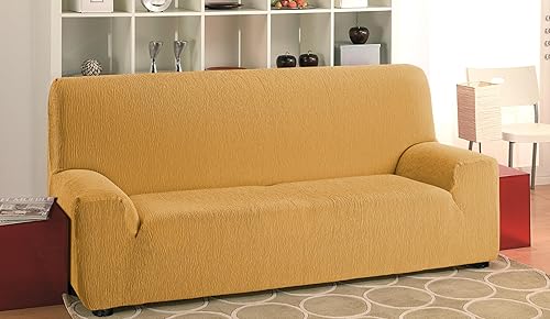 Martina Home Emilia Housse de canapé élastique, Polyester Coton, Moutarde, 4 Places (220 à 260 cm) - Nail Gallerys