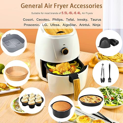 YRAKOZIN 5.5L Accessoires de Airfryer, [Ensemble de 10 Pièces] Moules pour Friteuse à Air, Convient pour Friteuse Sans Huile Cosori Cecotec Innsky Philips 5.5L-6L-6.4L - Nail Gallerys