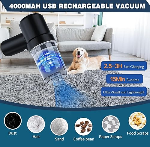 Sverluus 2 in 1 Aspirateur à Main sans Fil, 8000Pa Aspirateur de Voiture, 2 in 1 Mini Aspirateur à Main Aspirateur de Voiture pour PC Maison Voiture Bureau Canapé (Sliver) - Nail Gallerys