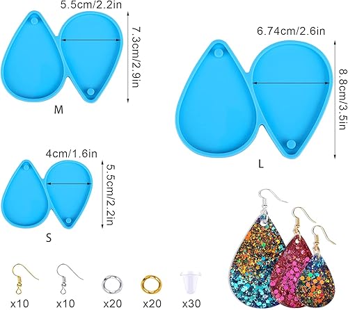 AIEX 93pcs Moules en Résine Époxy, Moules en Résine pour Boucle d'Oreille Larme Moule en Silicone Resine Epoxy Pendentif Moule Resine Epoxy pour Boucle d'Oreille Moulage Bijoux Pendentifs Porte-Clés - Nail Gallerys
