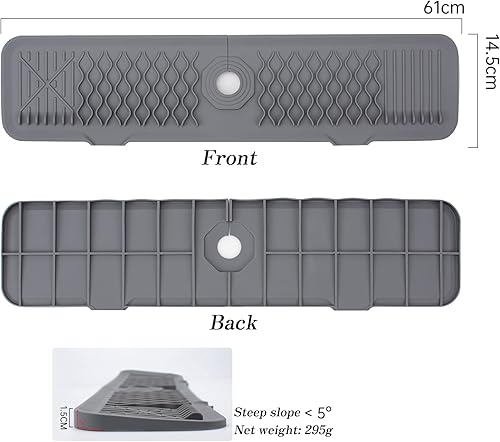 Protection Anti-éclaboussures pour évier de 61 cm, Tapis de Drainage en Silicone pour évier, Poignée de Robinet, Bac Récupérateur D'égouttement, Protection pour évier de Cuisine, Salle de Bain - Nail Gallerys