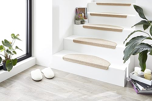 andiamo Astra Lot de 15 Tapis d'escalier Autocollant pour marches d'escalier, pour protéger Les escaliers, Semi-Circulaire, 28 x 65 cm, Beige - Nail Gallerys